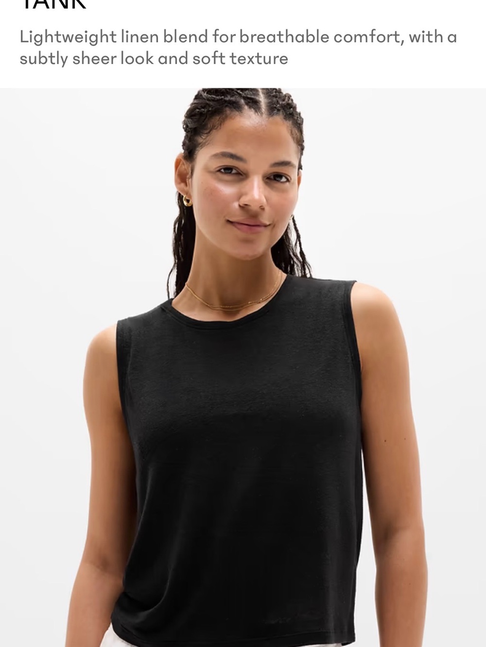 Athleta Black Sleeveless Women’s Linen Tank Top*